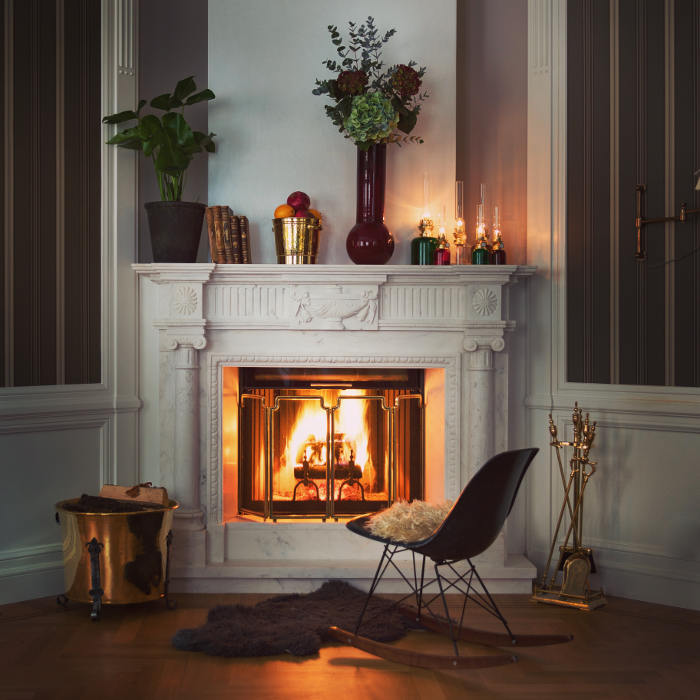 Klassisk murad öppen spis